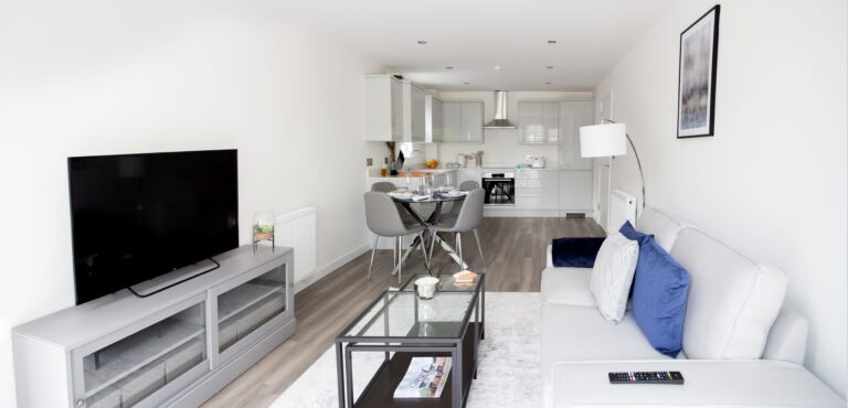 Bright and spacious modern apartment with stylish interior design and contemporary furniture.